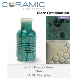 Peacock Green - CG713 over Sea Spray EL103 Glaze Combination Peacock Green - CG713 over Sea Spray EL103 Glaze Combination